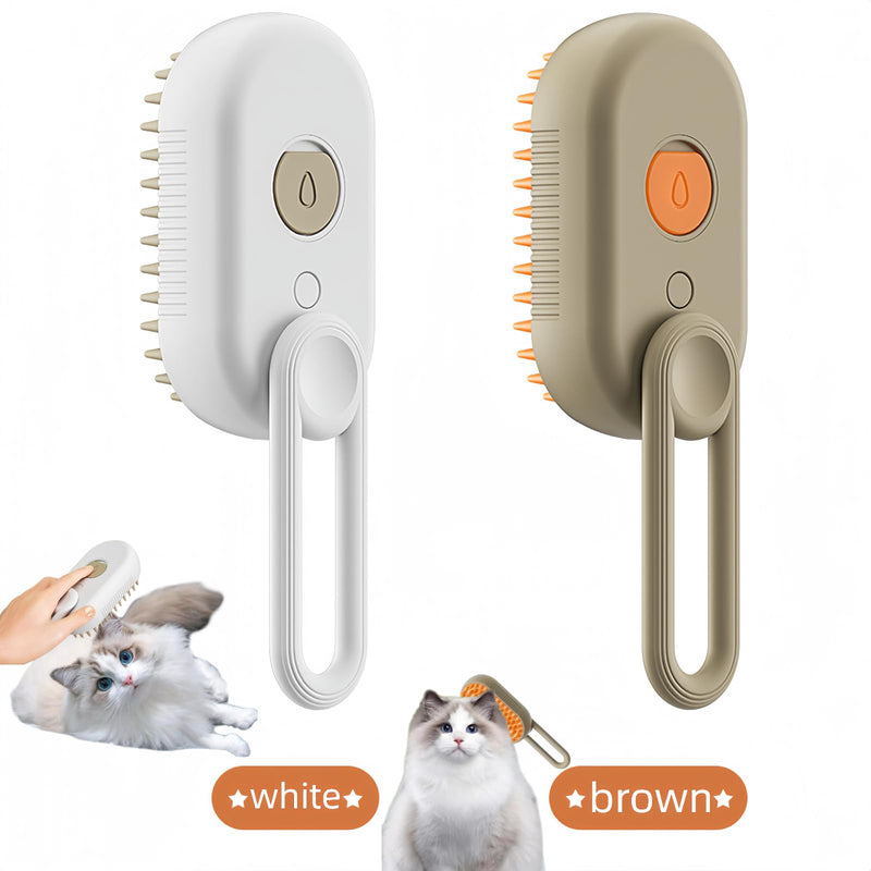 Steamy Brush Pro, 2024 Upgraded, 3 in1 Cat Steamy Brush - Coffee, Cat Brush with Steam for Shedding - PawsPlanet Australia