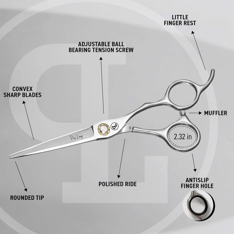 Professional Hair Cutting Scissors 6.5" Since 1852 – Premium Shears for Beauty Students, Beginner Stylists & Premium Home Use, Convex Blades, Ball-Bearing Tension System + Pouch