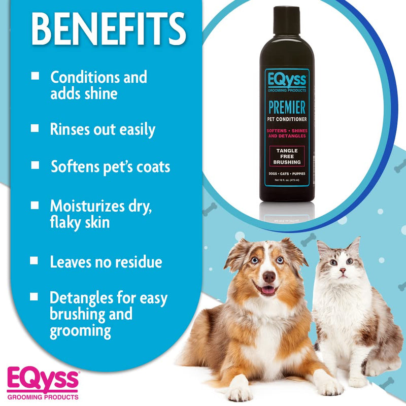 EQyss Premier Pet Conditioner -Softens, Shines, Moisturizes and Detangles - Safe for Dogs, Cats & Puppies - ph Balanced, USA Made