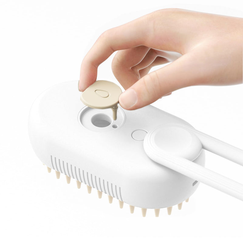 Cat Steamy Brush 3 in 1 Cat Cleaning Brush Pet Massage Spray Comb Cats Dogs Steamy Brush for Removing Tangled and Loose Hair with Rotatable Handle, White - PawsPlanet Australia