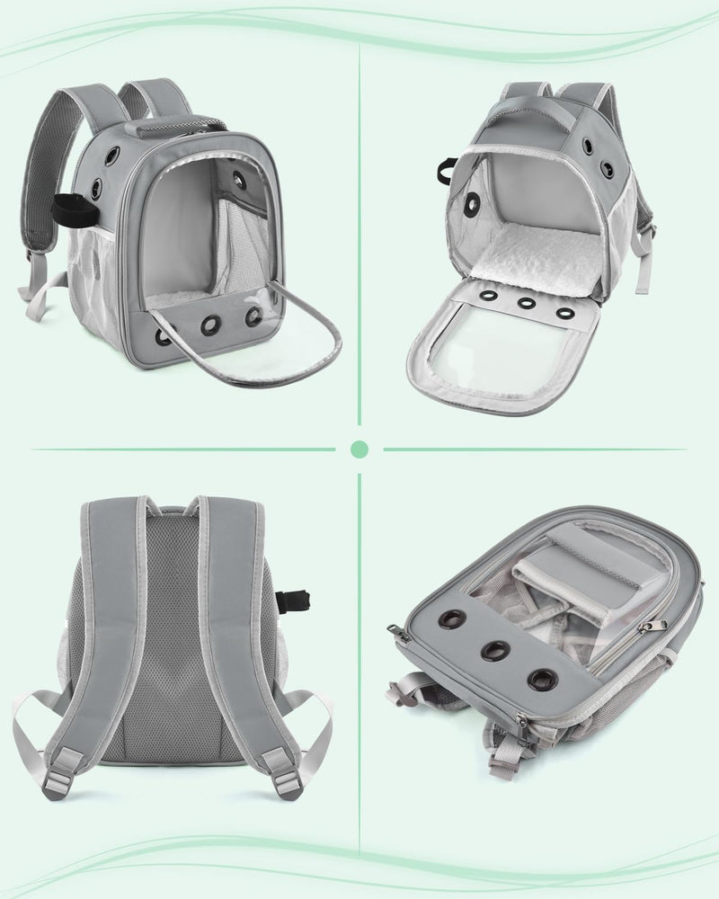 Guinea Pig Carrier Backpack, Portable Small Pet Travel Carriers with Water Bottle Holder & Detachable Pad, Outgoing Carring Bag for Bearded Dragon Bunny Sugar Chinchilla Gerbil Hamster Bird Light Gray - PawsPlanet Australia