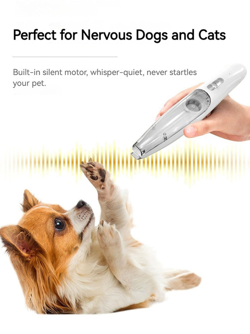 Dog Grooming Clippers Paw Trimmer with Hair Vacuum, LED Light, 9mm Blade, 35dB Low Noise, Rechargeable Clipper, Cordless Hair Trimmer & Dog Grooming Kitfor Paws, Ears, Face, Rump - PawsPlanet Australia