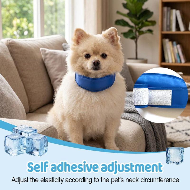 Dog Cooling Bandana, Adjustable Dogs Cooling Scarf with Gel Breathable Pet Summer Neck Wrap for Small-Medium Dogs Ripples M