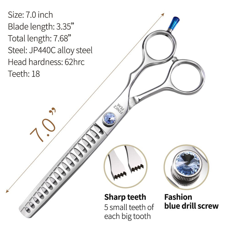 Fenice Professional 7/7.5/8 Pet Grooming Scissors Thinning Cutting Shears for Dog s/Cats Thinning Rate:70-80% (7.0 inch) 7.0'' - PawsPlanet Australia
