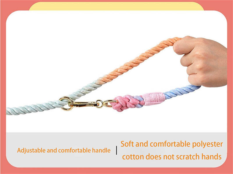 Tesitehi Multifunctional Rope Dog Leash 7.5 FT with Adjustable Double Swivel Hook Hands Free for Small Medium and Large Dogs Running Hiking Camping Walking Colorful Macaron - PawsPlanet Australia