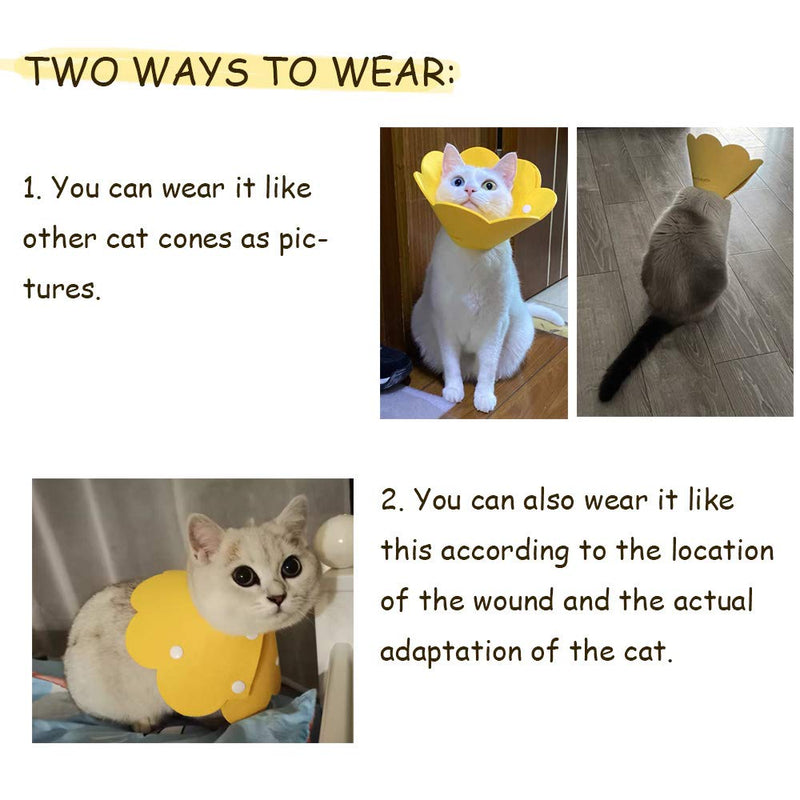 Adjustable Cat Recovery Collar - Cute Flower Neck Cat Cones After Surgery, Set of 2 Cat E Collar, Surgery Recovery Elizabethan Collars for Kitten and Cats S Size (2 pcs) Small Yellow+Orange - PawsPlanet Australia