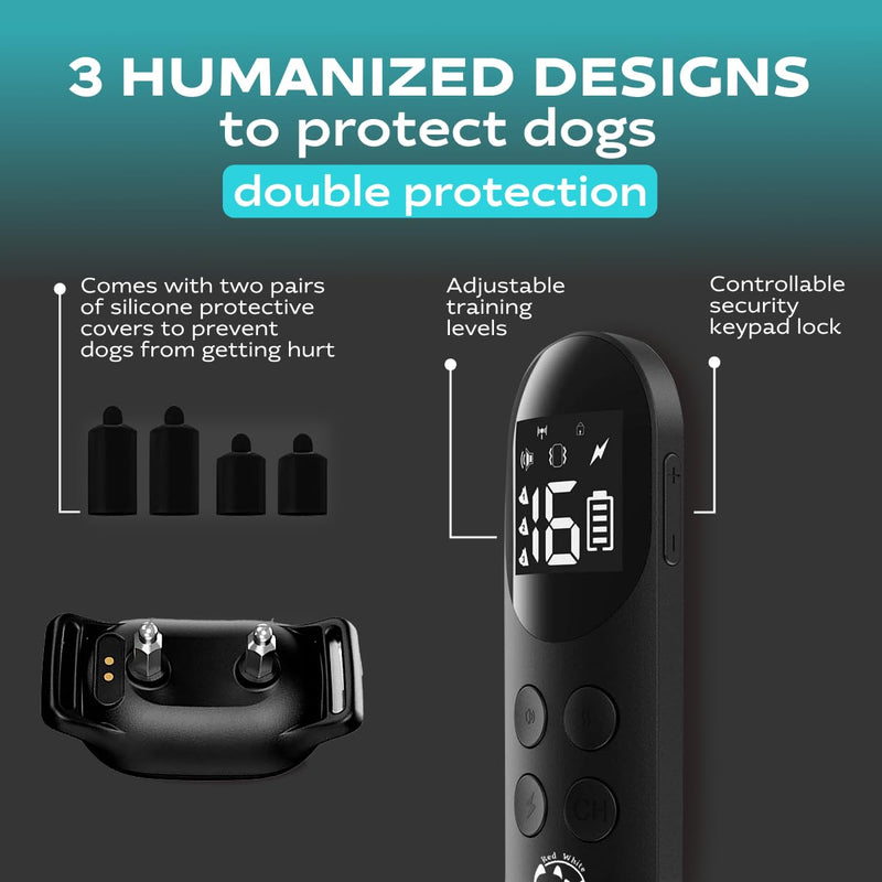 Dog Shock Collar with Remote, Rechargeable Training Shock Collar for Small Medium Large Dogs 1000Ft Control Range, Waterproof Electric Bark Collar with Beep, Vibration, Safe Shock Black (Black) - PawsPlanet Australia