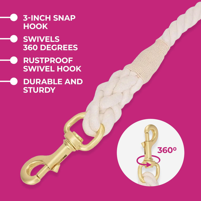 Glow Pups Rope Dog Leash with Durable Braided Design, Stylish Ombre Pattern, and Rustproof Swivel Hook, 5 Foot Long, Hand-Crafted, Ideal for Medium and Large Dogs (Pink) Pink - PawsPlanet Australia