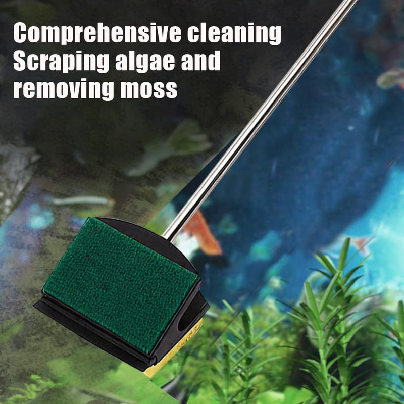 MiOYOOW Aquarium Algae Scraper, Double Sided Sponge Scrubber Cleaner Fish Tank Cleaning Brush with Long Handle for Aquariums Home 50cm - PawsPlanet Australia