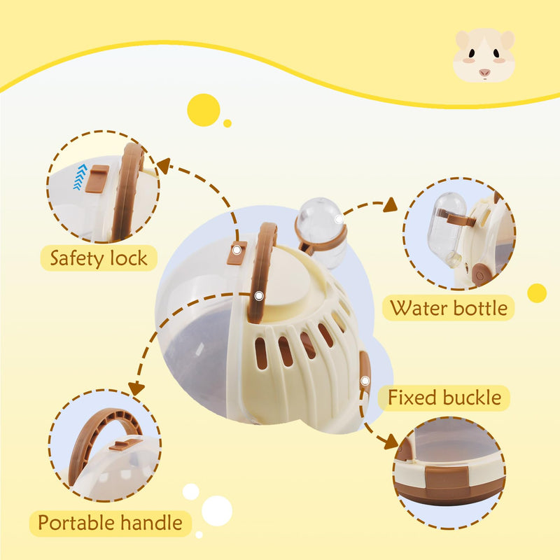 Hamster Carrier Cage Portable Cages Small Animals Carry Travel Case with Water Bottle Plastic Breathable Guinea Pig Outgoing Cage for Dwarf Hamster Ferret Chinchillas Hedgehog (Brown) 【Brown】