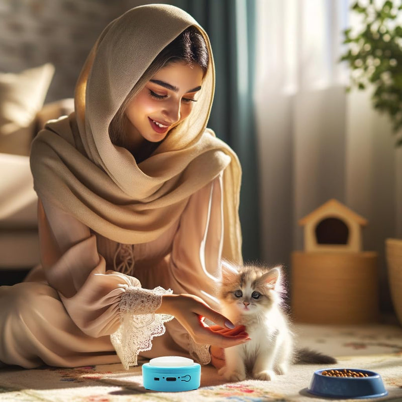 Talking Buttons for Cats and Dogs, Set of 4 Blue Rechargeable Buttons with Voice Recording for Pet Communication, Long Standby Time, Puppy & Kitten Easy Press Training Buzzer - PawsPlanet Australia
