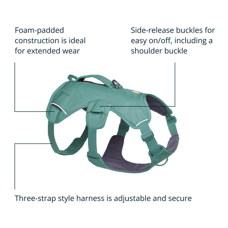Ruffwear, Web Master, Multi-Use Support Dog Harness, Hiking and Trail Running, Service and Working, Everyday Wear, River Rock Green, Medium - PawsPlanet Australia