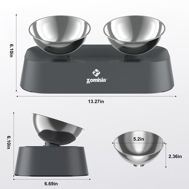 Raised Cat Food and Water Bowls with 3 Height for Indoor Cats, 15° Tilted in Both Ways Elevated Base Anti Vomiting Cat Dishes, Anti Spill for Puppies - PawsPlanet Australia