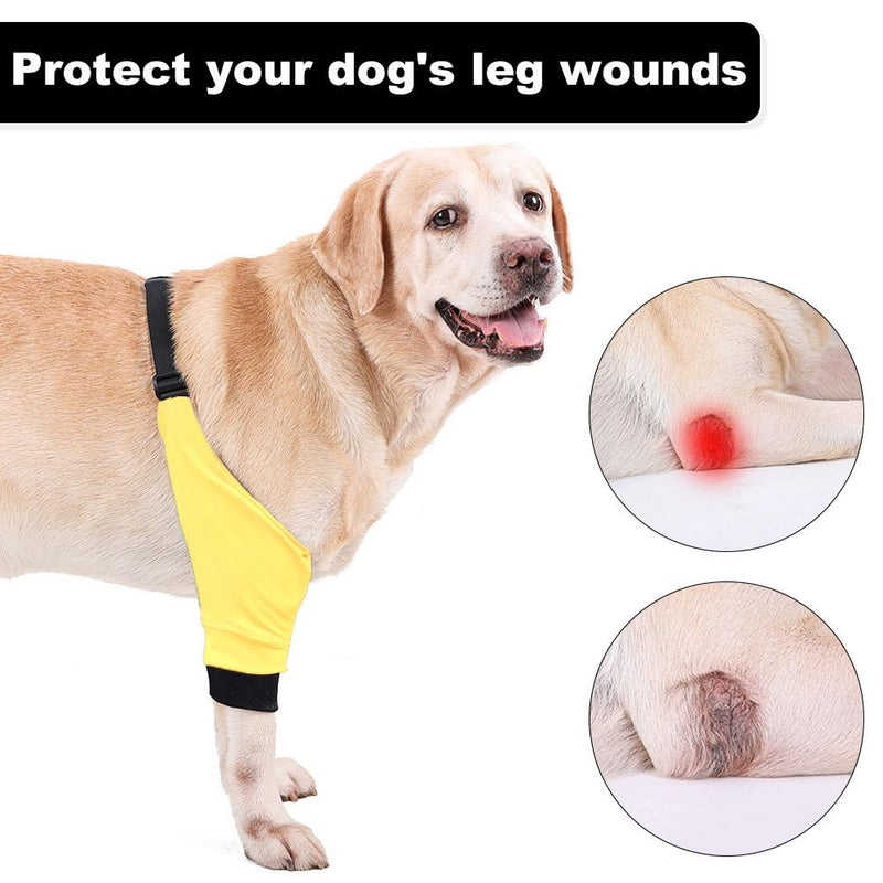 DONGKER Dog Elbow Protector,Dog Front Leg Braces Recovery Sleeve, Pet Knee Brace Wounds for Medium Large Dogs Yellow blue XL