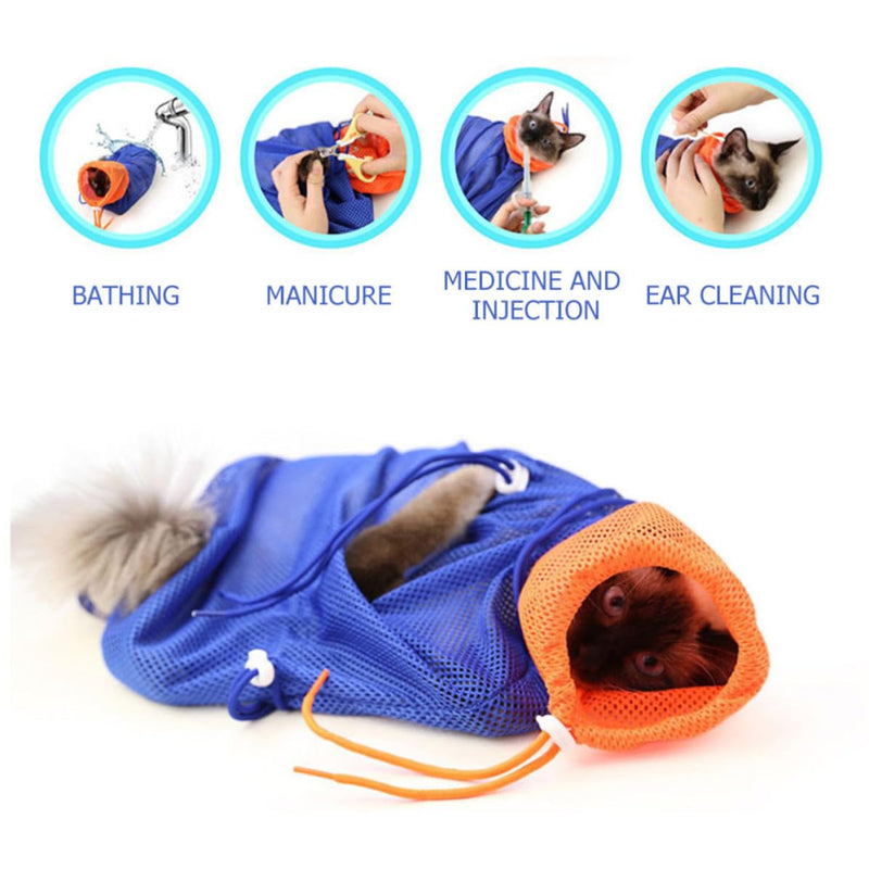 COHEALI Breathable Cat Shower Bag with Drawstring, Quick-Drying, for Cat Grooming and Nail Trimming During Fur Cleaning