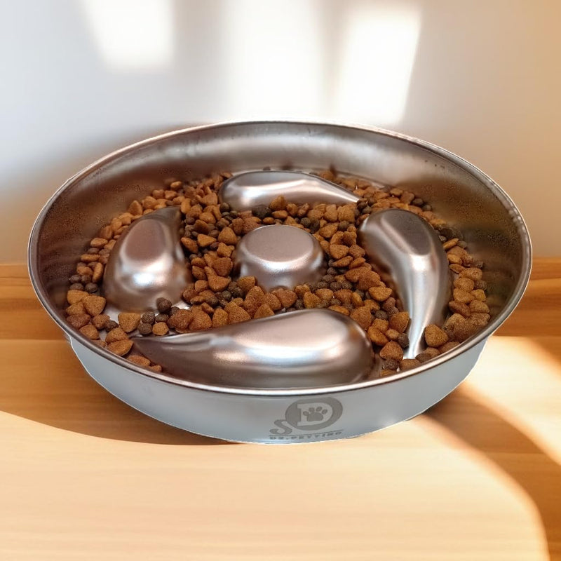 Slow Feeder Dog Cat Bowls 304 Stainless Steel,Metal Food Bowls, Water Bowl for Medium big Breed Pets