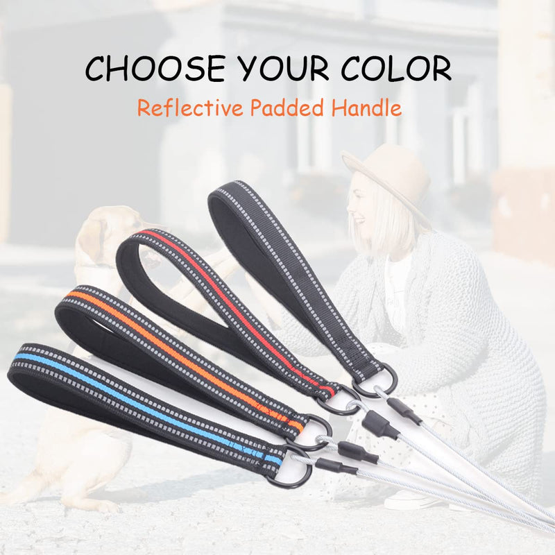 Chew Proof Dog Leash, 5 ft Steel Cable Lead with Reflective Soft Padded Handle, Waterproof Cable - Black - PawsPlanet Australia