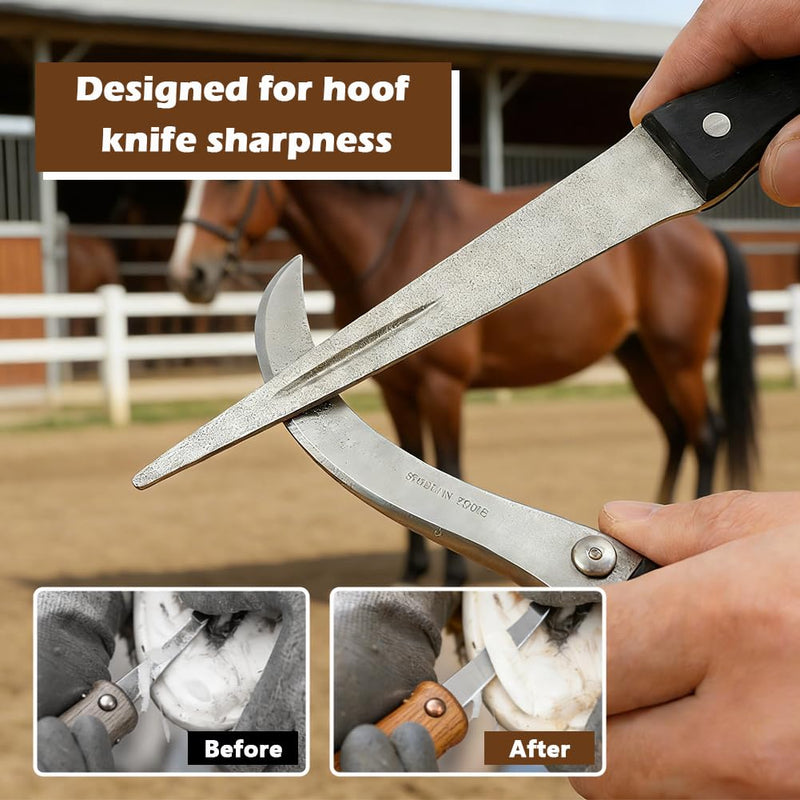 Hoof Knife Sharpener, Farrier Tool, Honing Rod with Solid Wood Handle, Portable Knife & Tool Sharpener with Lanyard for Hoof Care(Size:2 Pcs) 2 Pcs