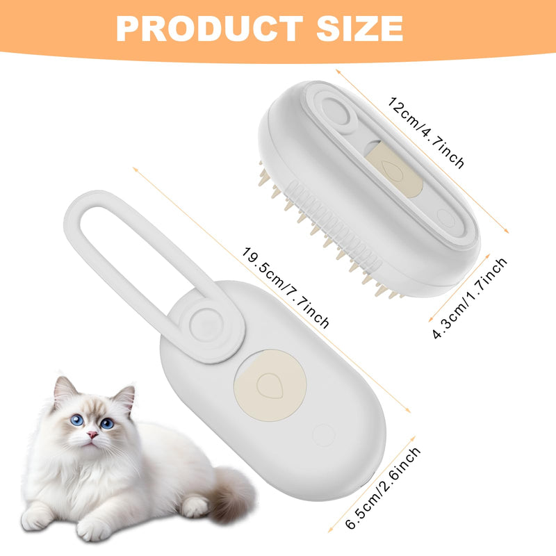 4 in 1 Cat Steam Brush for Shedding，Rechargeable Steam Pet Brush With Rotating Handle for Massaging, Self-Cleaning, and Pet Hair Removal for Long and Short Hair of Cat and Dog （Beige） - PawsPlanet Australia