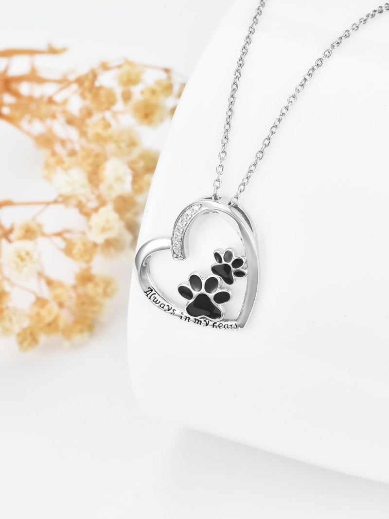 TOUPOP Dog Paw Necklace for Women Girls S925 Sterling Silver Puppy Dog Paw Urn Necklace for Dog Ashes Keepsake Cremation Jewelry Memorial Gifts for Dog Lover Owners Veterinary Two Dog Paws