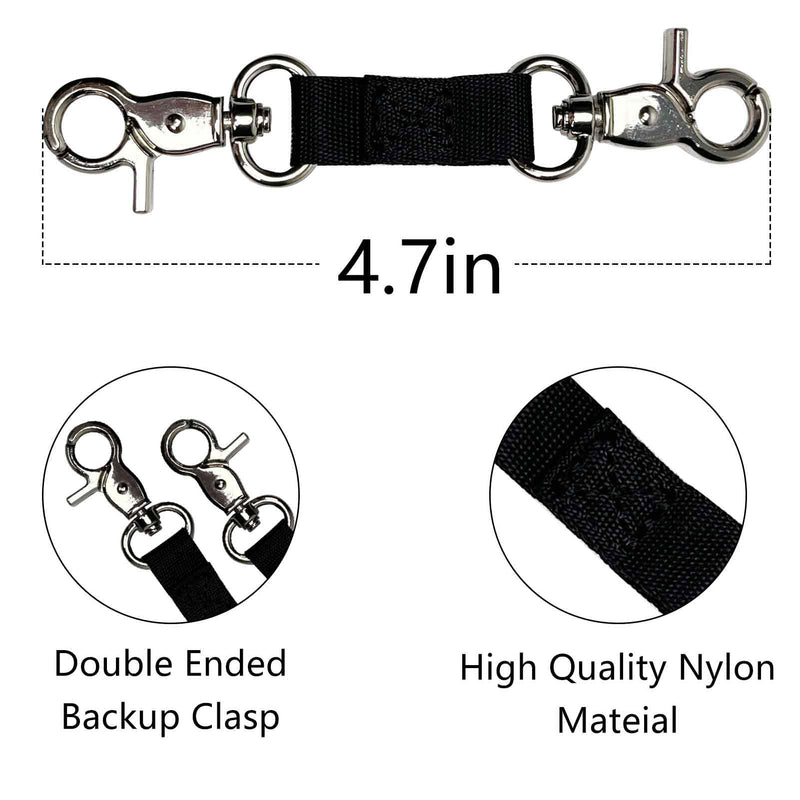 Backup Safety Clip for Small Dog Collar,Prong Collar Clip for Mini Dogs,Double Ended Gentle Slip for Dog Harness Leash 4.7" Black - PawsPlanet Australia