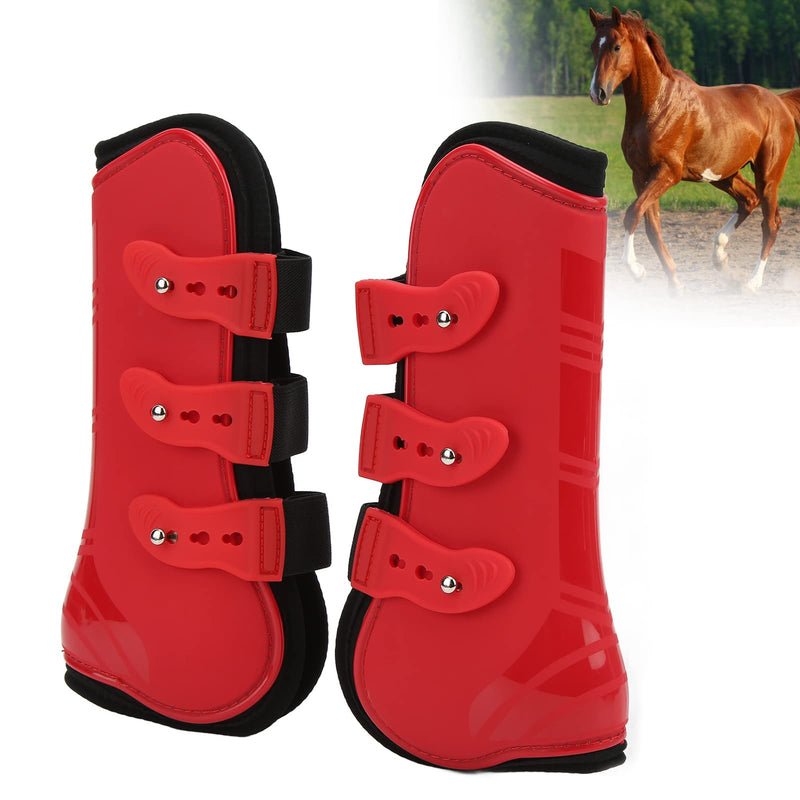 Zerodis Horse Front Tendon Boots, 1 Pair Red PU Neoprene Horse Leg Protective Boots Adjustable Horse Splint Boots Leg and Support for Training Racing Riding Jumping