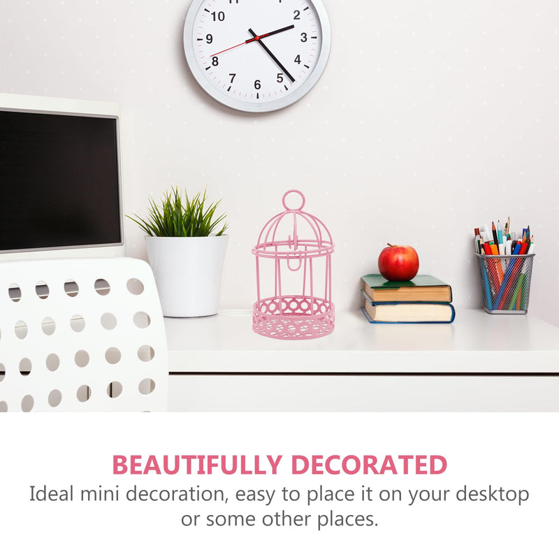 Metal Wall Hanging Bird Cage Mini Desktop Storage Decor Hollow Iron Bird Cage Organizer Home Office Desktop Decor 3pcs Tealight Holder - PawsPlanet Australia