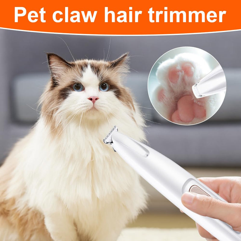 Dog Paw Trimmer,Furry Basics Pet Hair Trimmer,Saffory Dog Paw Trimmer with LED Light,Low Noise USB Rechargeable,Waterproof Pet Hair Shaver for Dogs and Cats White