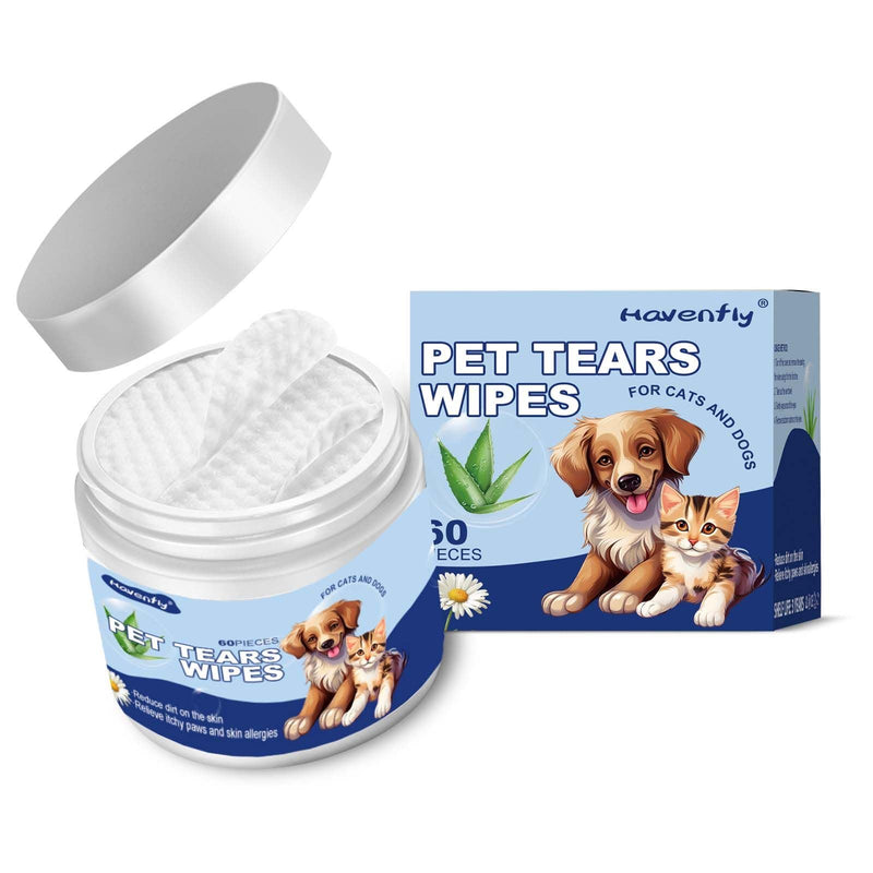 Dog Ear Wipes, Eye Wipes for Cats, Dog Tear Stain Remover Wipes, Pet Eye Wipes for Discharge and Crust (60pcs)