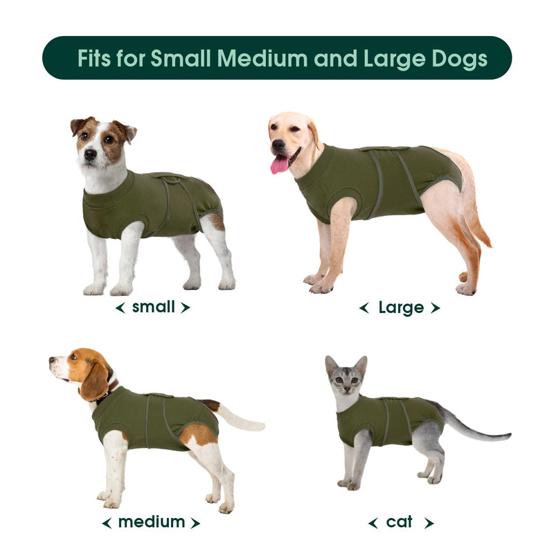 Kuoser L Dog Surgery Recovery Suit, Dog Recovery Suit Female Male Dog Surgical Recovery Vest Dog Post Surgery Body Suit Adjustable Onesies Dog Body Suit after Surgery, Green L(Back:16.1"-20.1";Chest:23.2"-27.6")