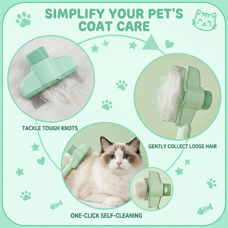 2 PCS Dual-Sided Flea Comb for Dogs & Cats, Stainless Steel Teeth De-shedding Brush | Effective Pet Grooming Tool for Shedding Control | Cat, Dog Brush for Indoor Pets