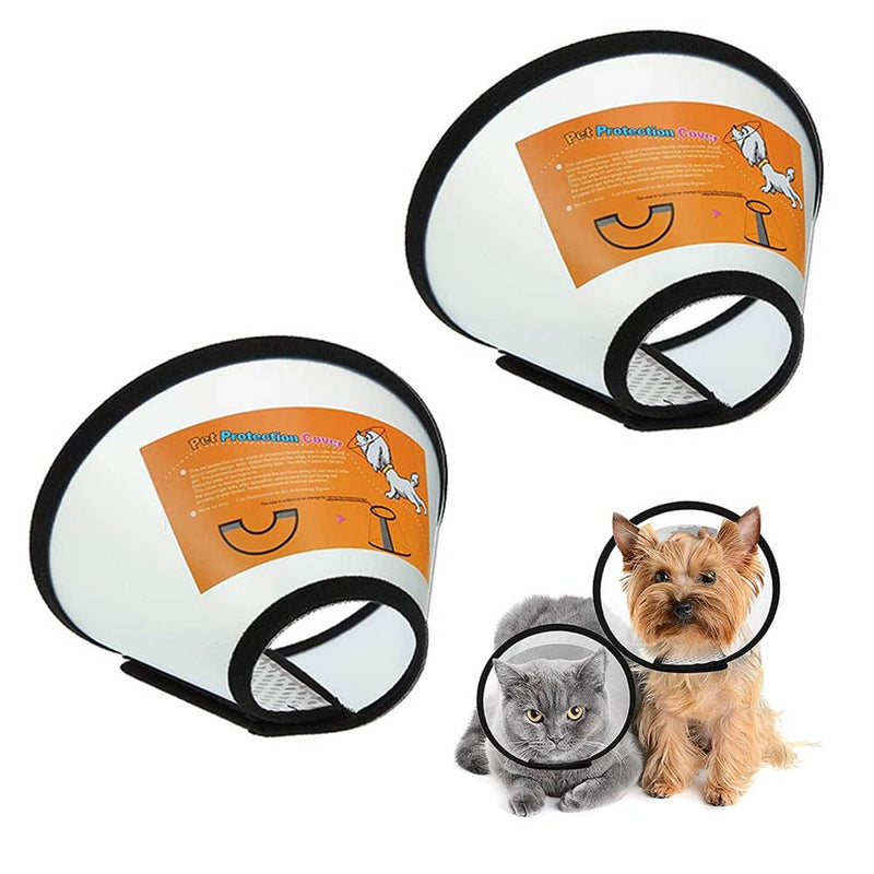 VOVIGGOL 2 Pack Cat Cones to Stop Licking, Cat E Collar Pet Cone for Cats After Surgery, Pet Elizabethan Collar Dog Head Cone Recovery Cone for Most Cats & Small Dogs (Size M, 5#) Medium 5# (Neck Girth7.1" - 10.7", Depth 5.1'')