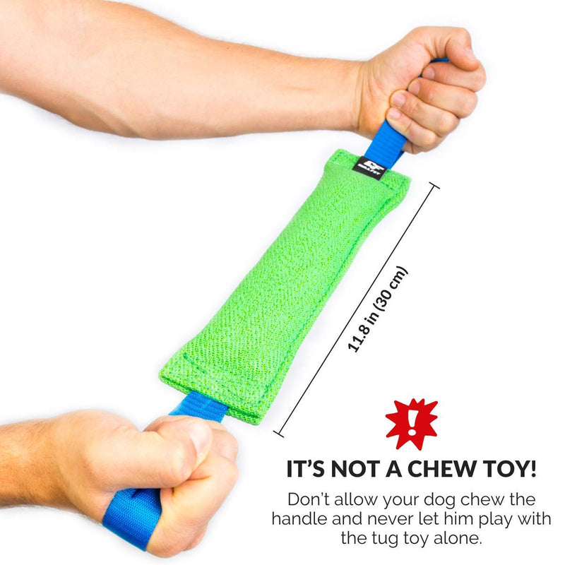 Bull Fit K9 Dog Bite Tug Toy with 2 Strong Handles - Made of Durable & Tear-Resistant French Linen - Perfect for Tug of War, Fetch & Puppy Training - Ideal for Medium to Large Breeds Black - PawsPlanet Australia