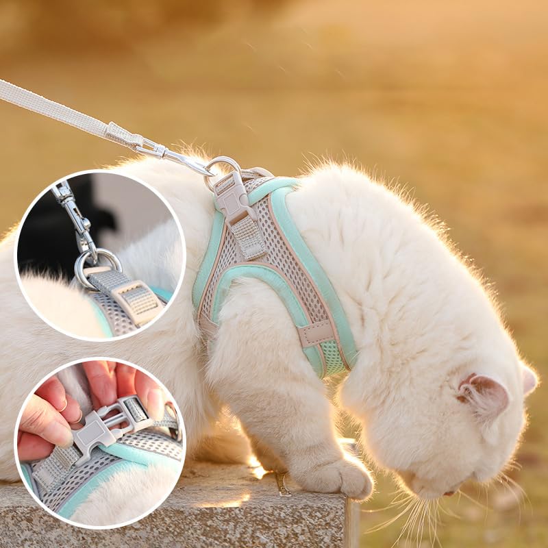 Cat Harness and Leash Set Soft Adjustable Escape Proof Cat Leash Breathable Comfortable Vest Easy to Wear Kitten/Small Dogs Harness for Outdoor Walking Pink XXS XX-Small - PawsPlanet Australia