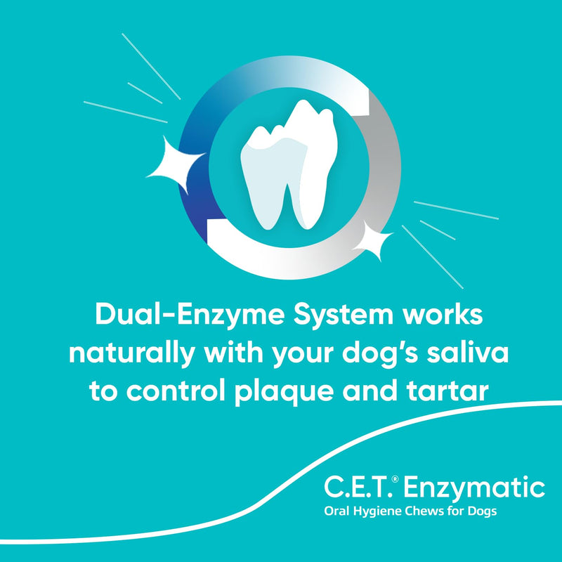 Virbac C.E.T.® Enzymatic Oral Hygiene Chews for Dogs, Large - Plaque & Tartar Control - Single Layer Beefhide with Exclusive Dual-Enzyme System & Tasty Chicken Flavor - Easy to Give Dog Dental Chew 1.13 Pound (Pack of 1) - PawsPlanet Australia