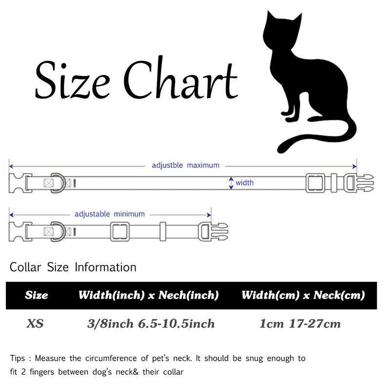 2PCS Cat Collar Safely Breakaway Magic Stripe Pattern Adjustable Kitty Collars with Cute Bell for Cats Kitten (Red) - PawsPlanet Australia
