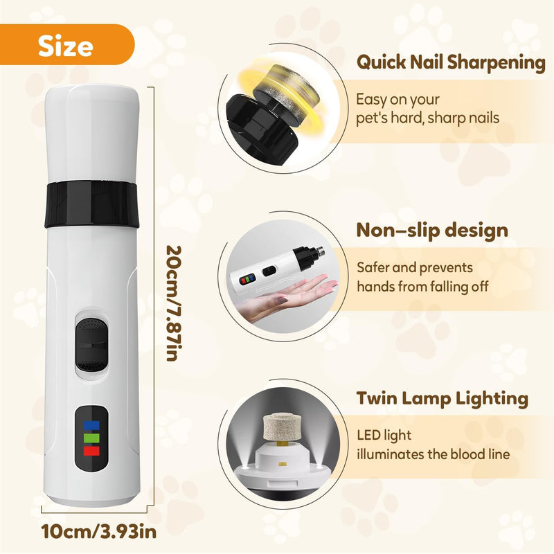 Silent Groom Pro Nail Grinder - Silent Groom Pro for Dogs and Cats, Dog Nail Trimmer with Replacement Grinding Heads, Quick USB Charge(with 2 Replacement Head) - PawsPlanet Australia