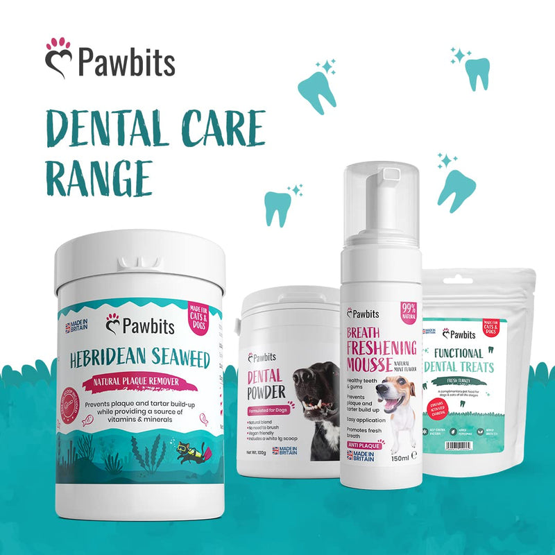 Pawbits 100% Seaweed for Dogs Teeth - Sustainably Harvested Natural Tartar & Plaque Removing Flakes with Vitamins & Minerals to Combat Bad Breath Suitable For Cats - PawsPlanet Australia