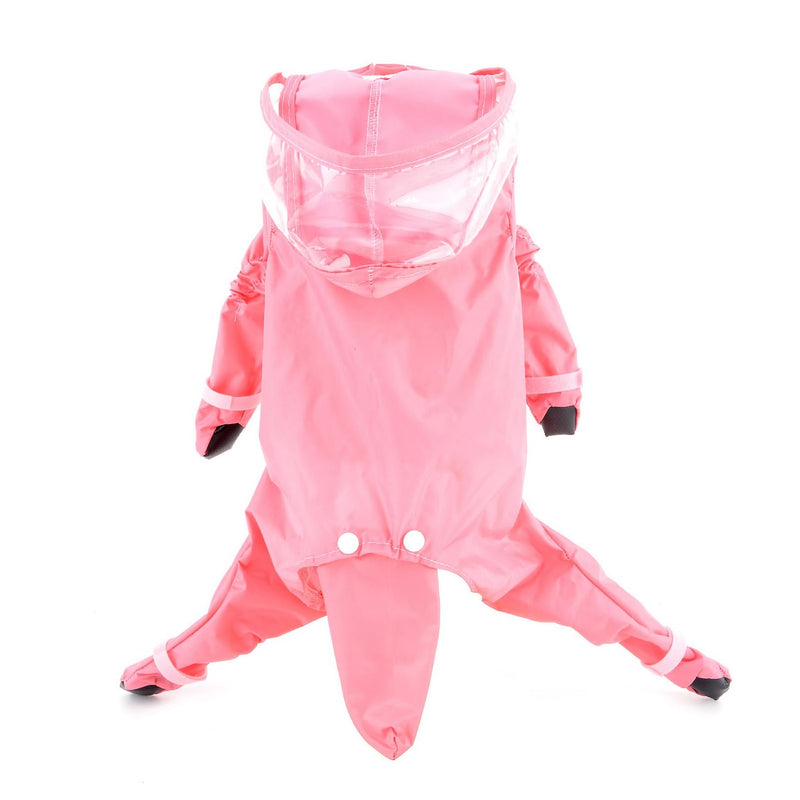 SMALLLEE_LUCKY_STORE Cute Raincoat for Small Dogs with Hood and Boots Detachable Tail Puppy Botton Down Rain Jacket Full Boby 4 leg Jumpsuit Waterproof Lightweight Clothes,Pink,XL XL pink