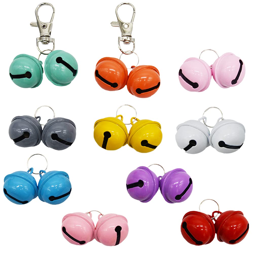 20 Pack Pet Collar Bells Colorful 0.86 Inches Big Cat Dog Strong Loud Bell for Potty Training Charm for Collars Necklace Pendant