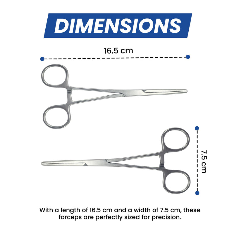 Hemostat Forceps, Stainless Steel Dog Cat Pet Scissors Ear Hair Clamp Fishing Scissors Tools - Hemostat Groomer Crafting Soldering Tweezers, self-Locking Alligator Forceps (16.5cm Straight)