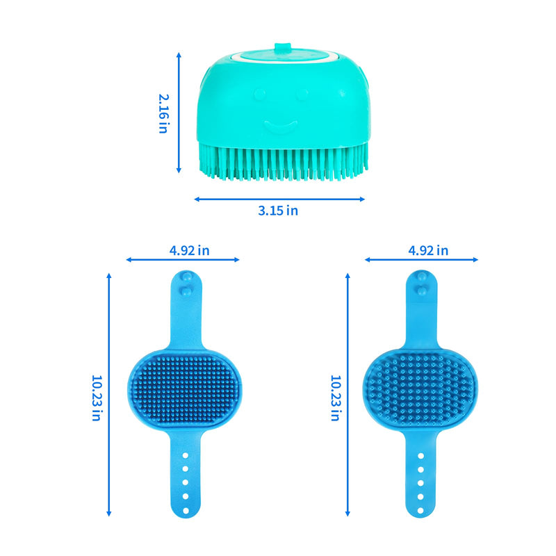 3PCS Dog Brush | Dog Bath Shampoo Brush |Dog Shower/Grooming/Washing Brush | Pet Bath Massage Brush |Scrubber Washing Brush with Adjustable Ring Handle for Short & Long Haired Dogs/Cats - PawsPlanet Australia