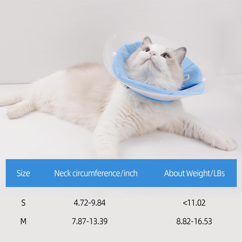 Dual Layer Cat Cone, Dual-Purpose Model Lightweight All-Around Protective Neck After Surgery E Collar to Wound (Blue S (4.7inch- 9.8inch)) Blue S (4.7inch- 9.8inch)
