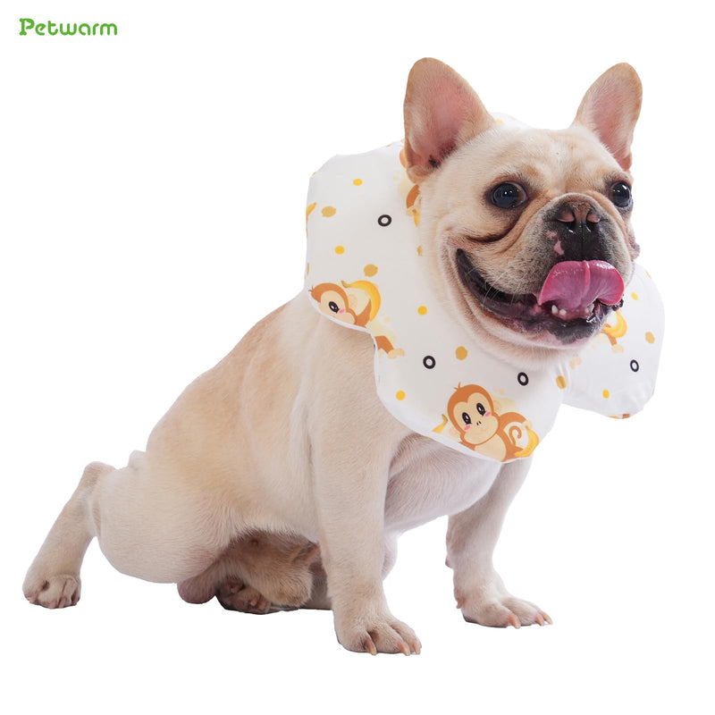 PetWarm Dog Recovery Collar, Recovery Collar for Dogs, Lightweight Soft Flower Design, Comfortable Neck Protector Helps Discourage Licking, Post-Visit Protective Collars, Monkey Print, Yellow, S Yellow White Small