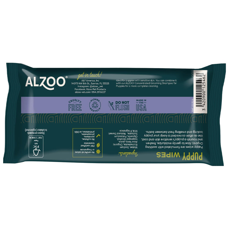 ALZOO Grooming Wipes for Puppies, 100% Plant-Based Active Ingredients, 100 Count Puppy Wipes - PawsPlanet Australia