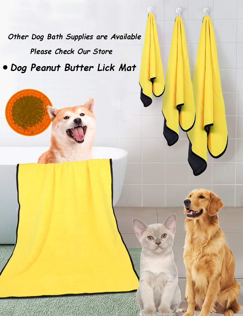 Dog Bath Towel - Super Absorbent Microfiber Dog Towel for Small Dogs and Cats, Yellow & Grey 11.8" x 23.6" - PawsPlanet Australia
