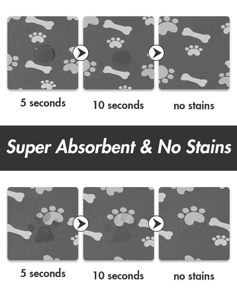Pet Feeding Mat-Absorbent Dog Food Mat-Dog Mat for Food and Water-No Stains Quick Dry Dog Water Dispenser Mat-Pet Supplies-Dog Placemat Dog Water Bowl for Messy Drinkers 12"X19" Dark Grey 12"X19" - PawsPlanet Australia