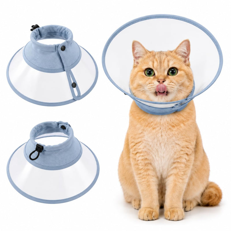 Avont Adjustable Cat Cone Collar, Alternative Anti-Lick E-Collar, Protective Recovery Elizabethan Cone After Surgery Recovery & Skin Protection for Kittens Puppy Small Dog to Stop Licking -Blue(M)
