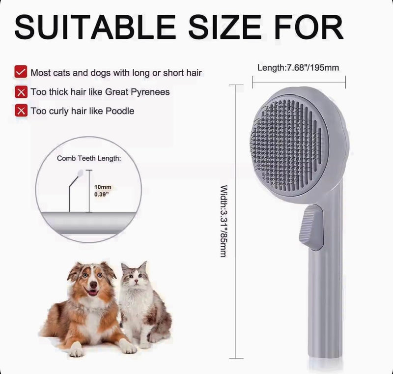 Cat Brush Dog Brush, Designed To Remove Loose Fur, Tangles, Mats With Convenient Release Button Feature, Easly Removal Of Trapped Hair From Brush, Indoor Cats Dog Hair Grooming Tool, White - PawsPlanet Australia