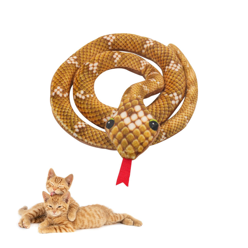 Andiker Cat Catnip Toys for Cats, 31inches Long Snake Cat Toy with Crinkle Sound for Indoor Cat Interactive Toy, Soft Plush Toy for Cat Exercising Playing Cat Chew Toy Orange - PawsPlanet Australia